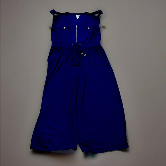 Emma & Michele Classy Sleeveless Dark Blue Navy Romper Jumper Size Large - Picture 1 of 5